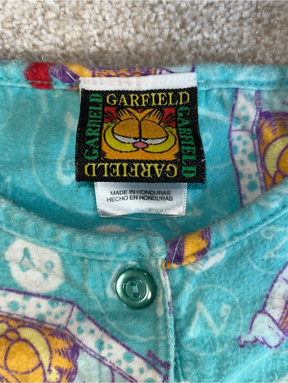 VTG Garfield Women's Turquoise Printed Nightgown